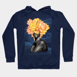 Black and white girl with color beautiful flowers in her head. Hoodie